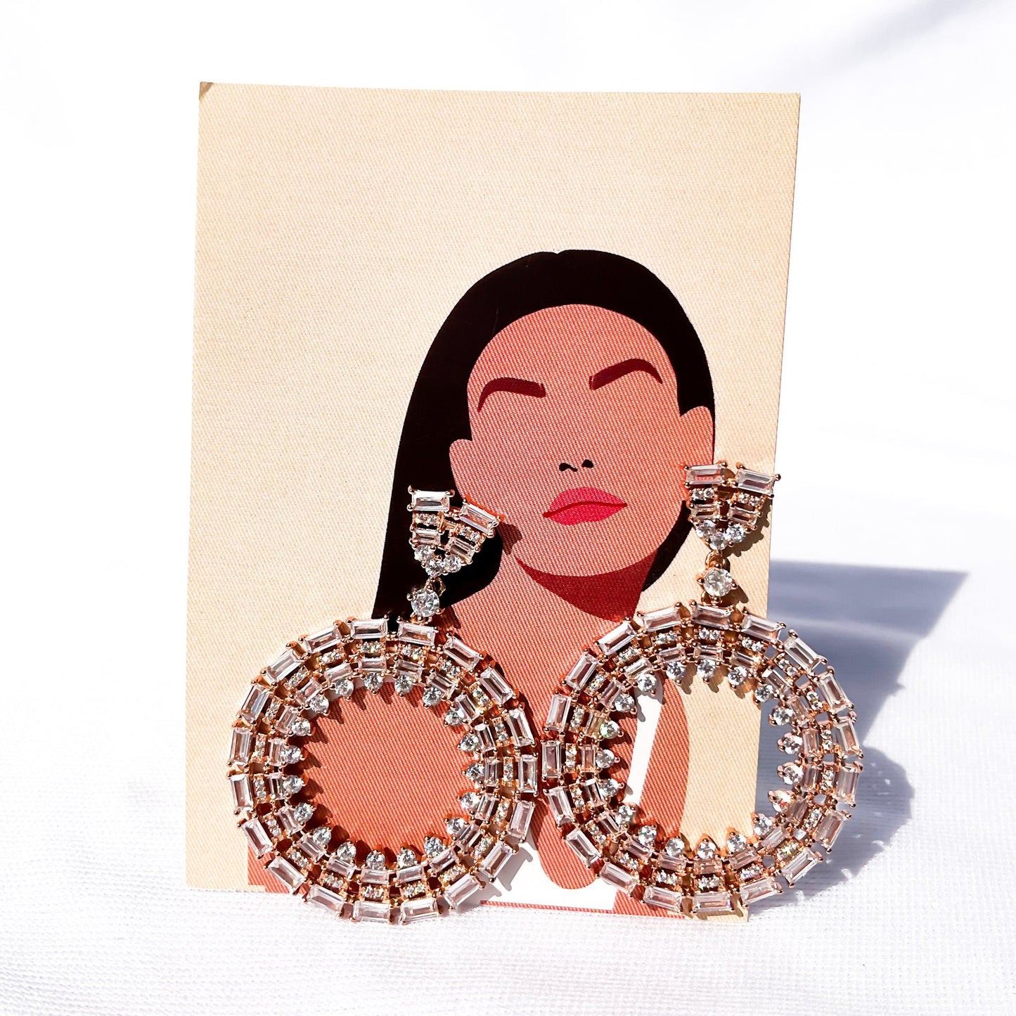 Rose Gold Radient Hanging Hoop Earrings - Sparklet