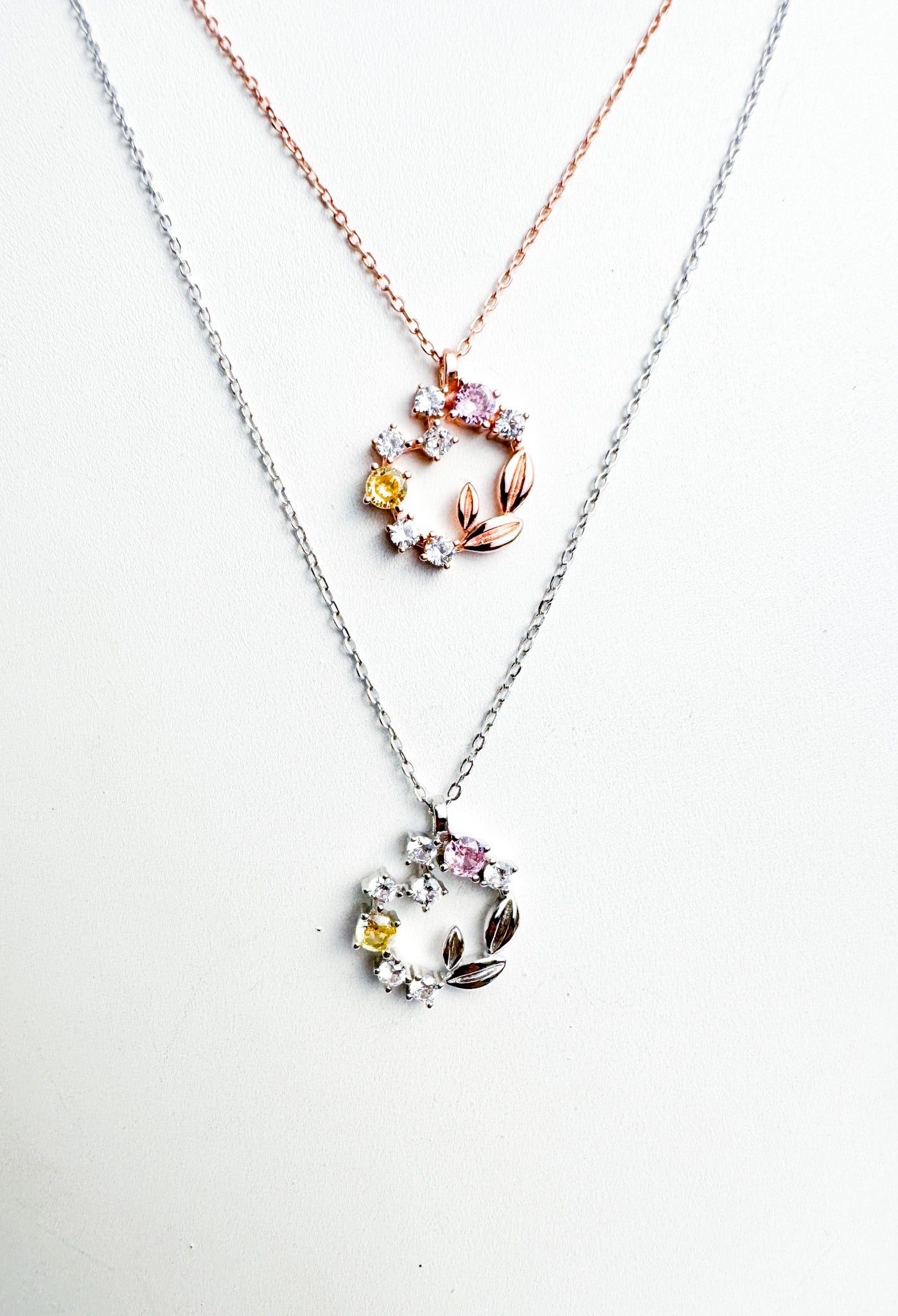 Floral Necklace Rose Gold & Rodium Plated