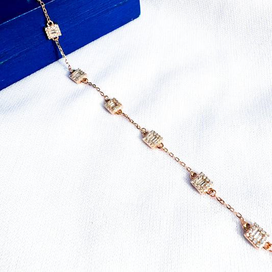 Rose Gold Square Charm Bracelet