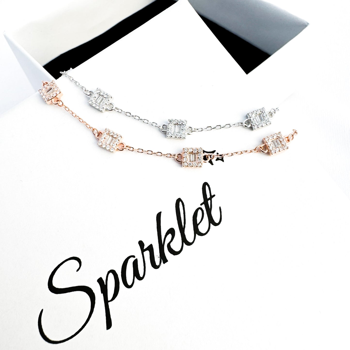 Rose Gold Square Charm Bracelet