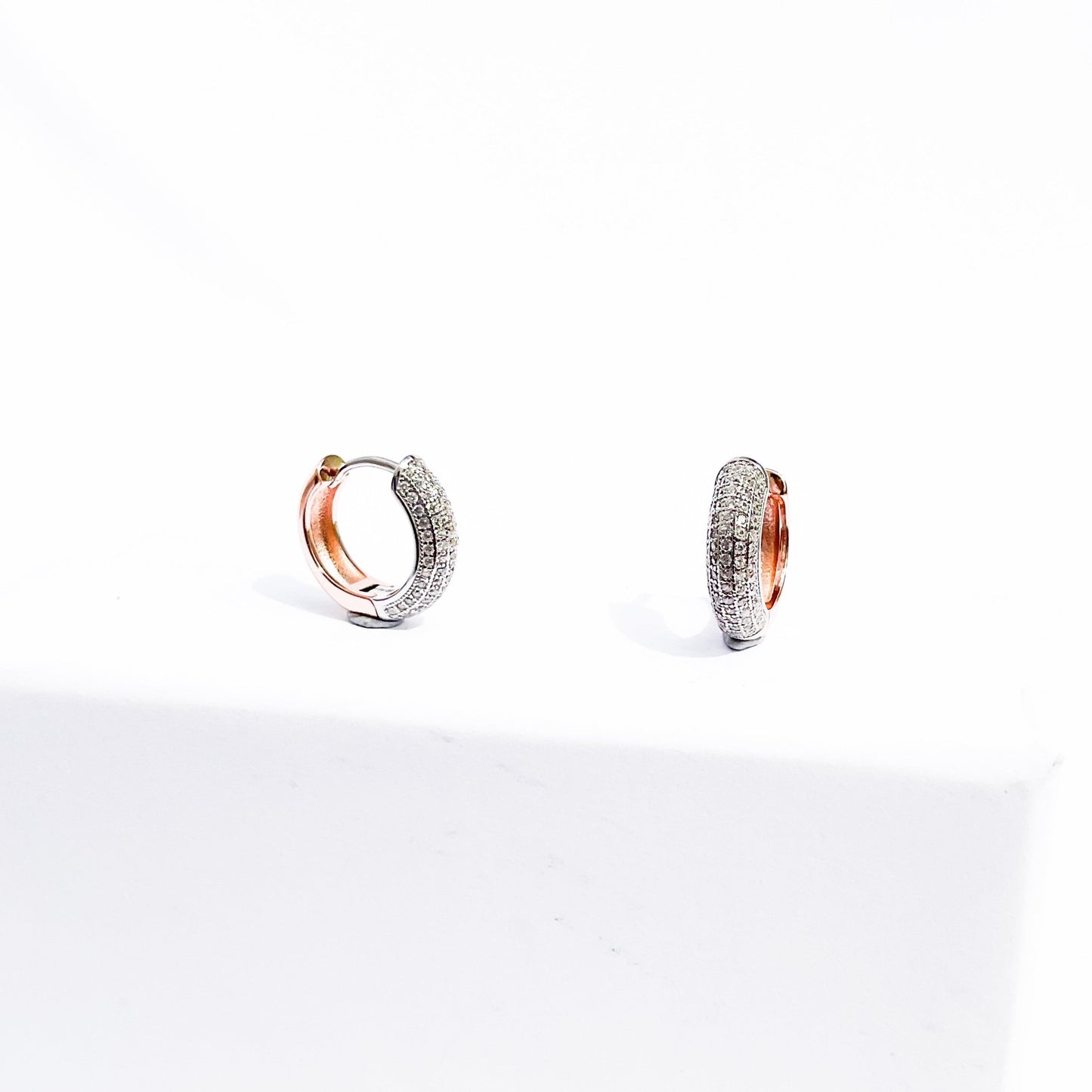 Elegant Dual - Tone Diamond Hoop Earrings - Sparklet