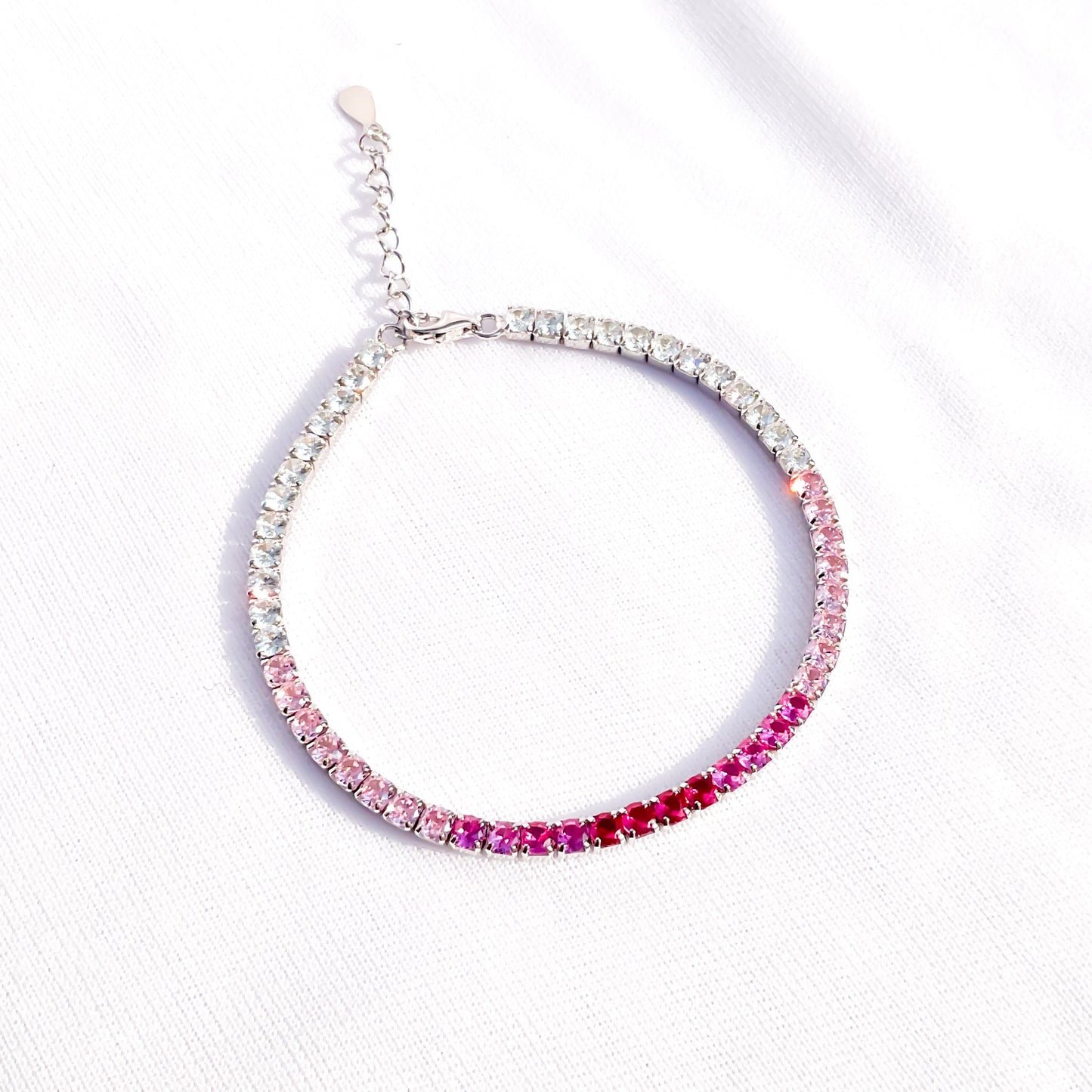 Pink Diamond Silver Tennis Bracelet - Sparklet