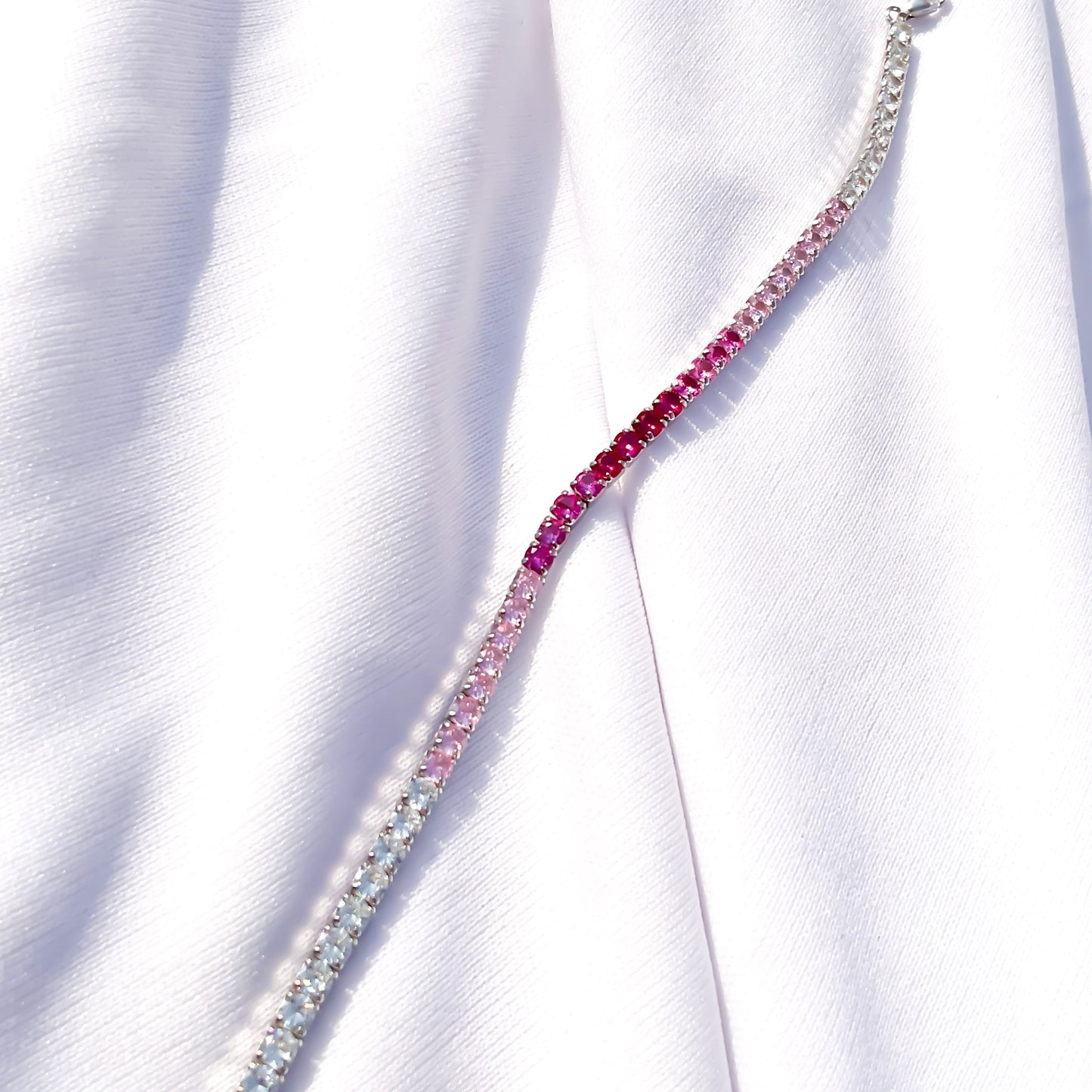 Pink Diamond Silver Tennis Bracelet - Sparklet