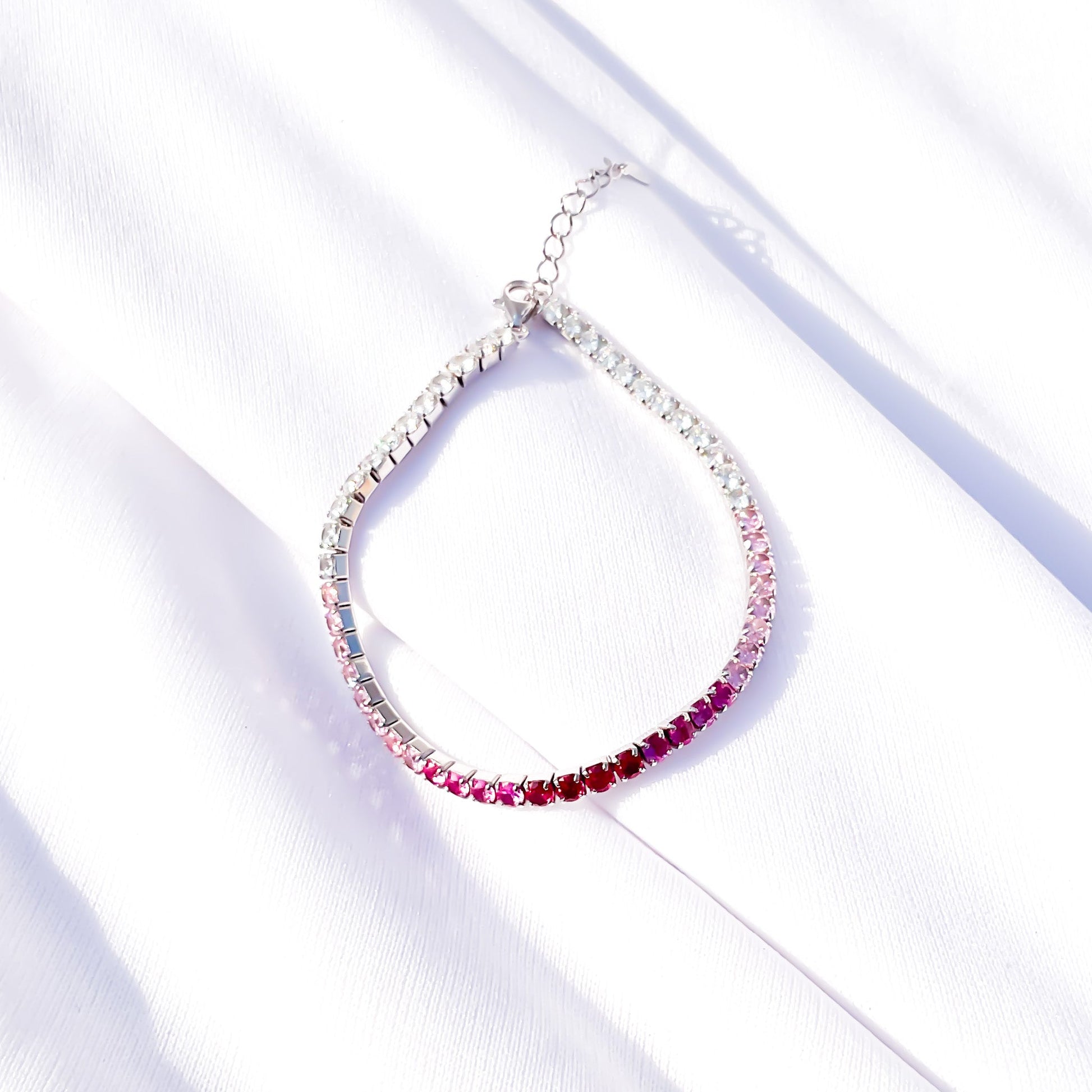 Pink Diamond Silver Tennis Bracelet - Sparklet