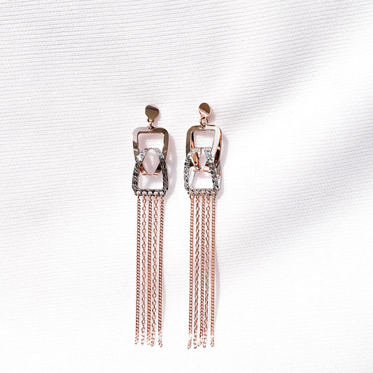 Rose Gold Dual Tone Earrings - Sparklet