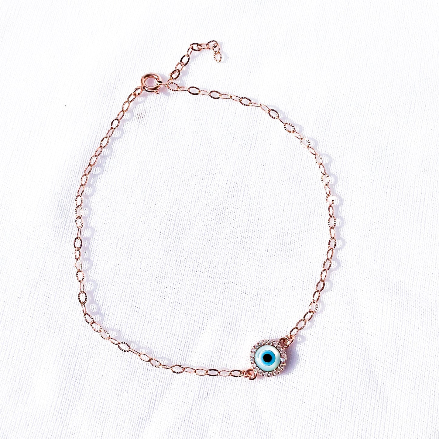 Rose Gold Evil Eye Anklet - Sparklet