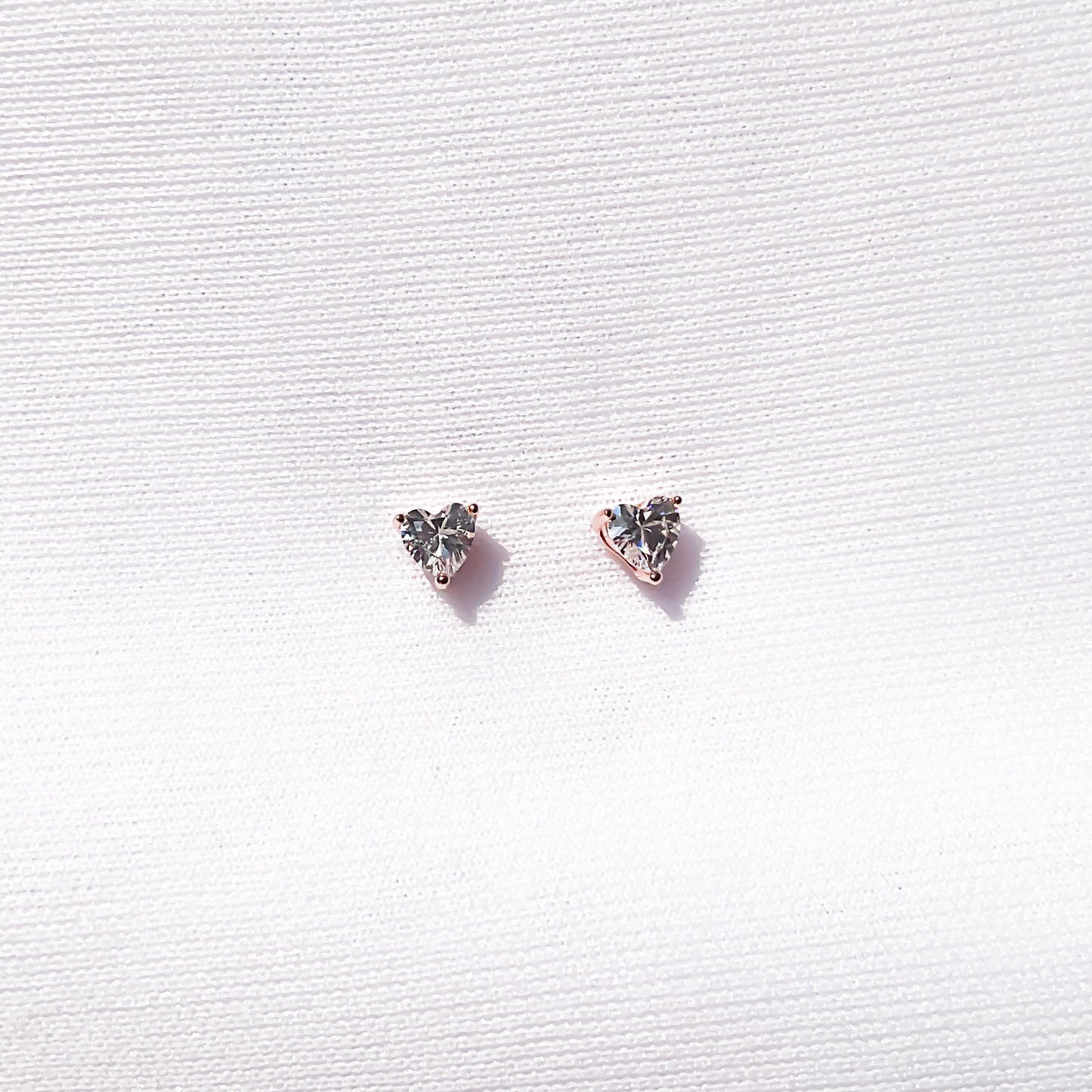 Rose Gold Heart Studs Earrings - Sparklet