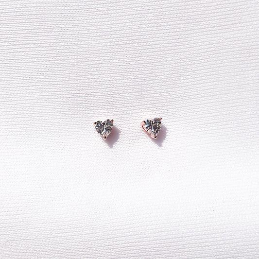 Rose Gold Heart Studs Earrings - Sparklet