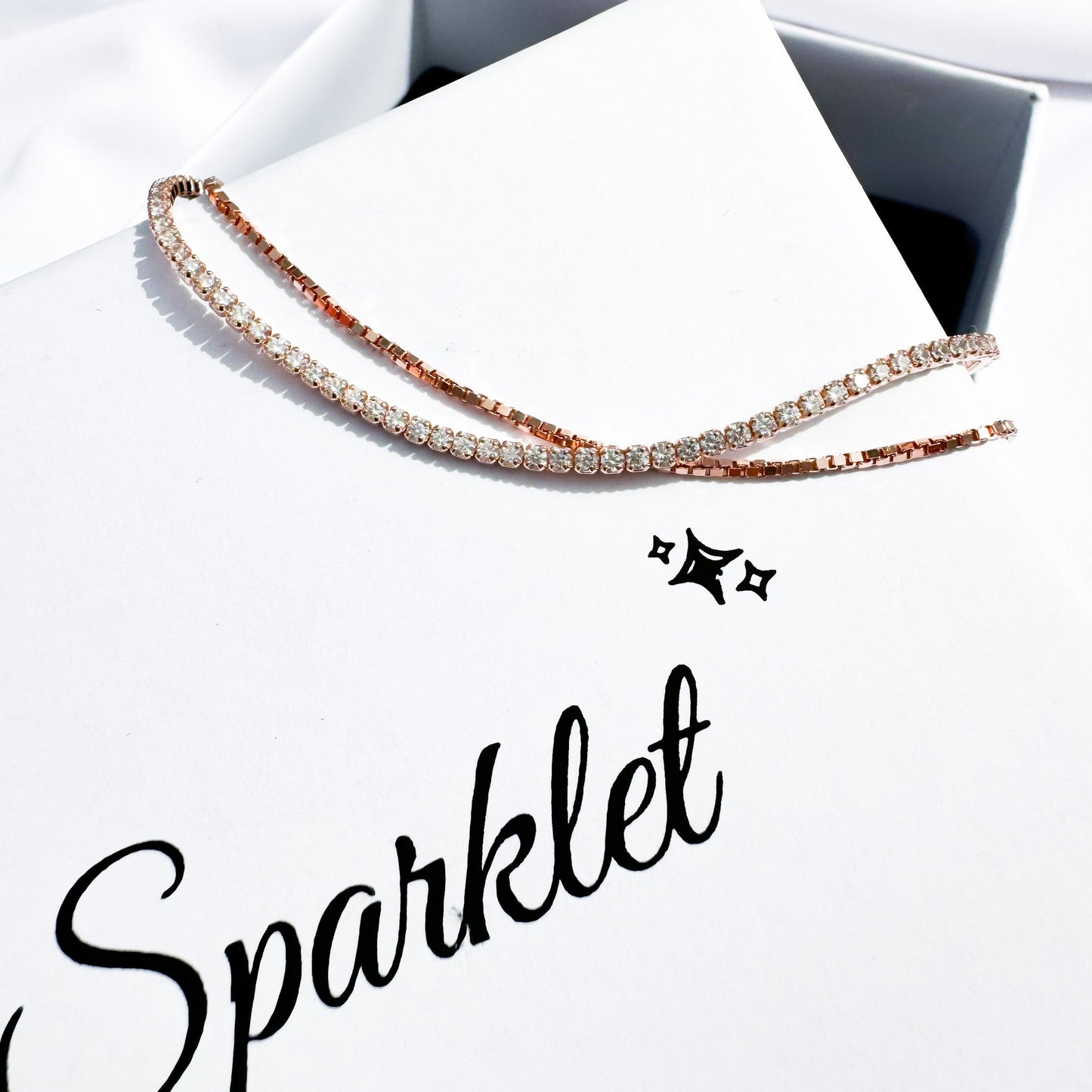 Rose Gold Layered Tennis Bracelet - Sparklet