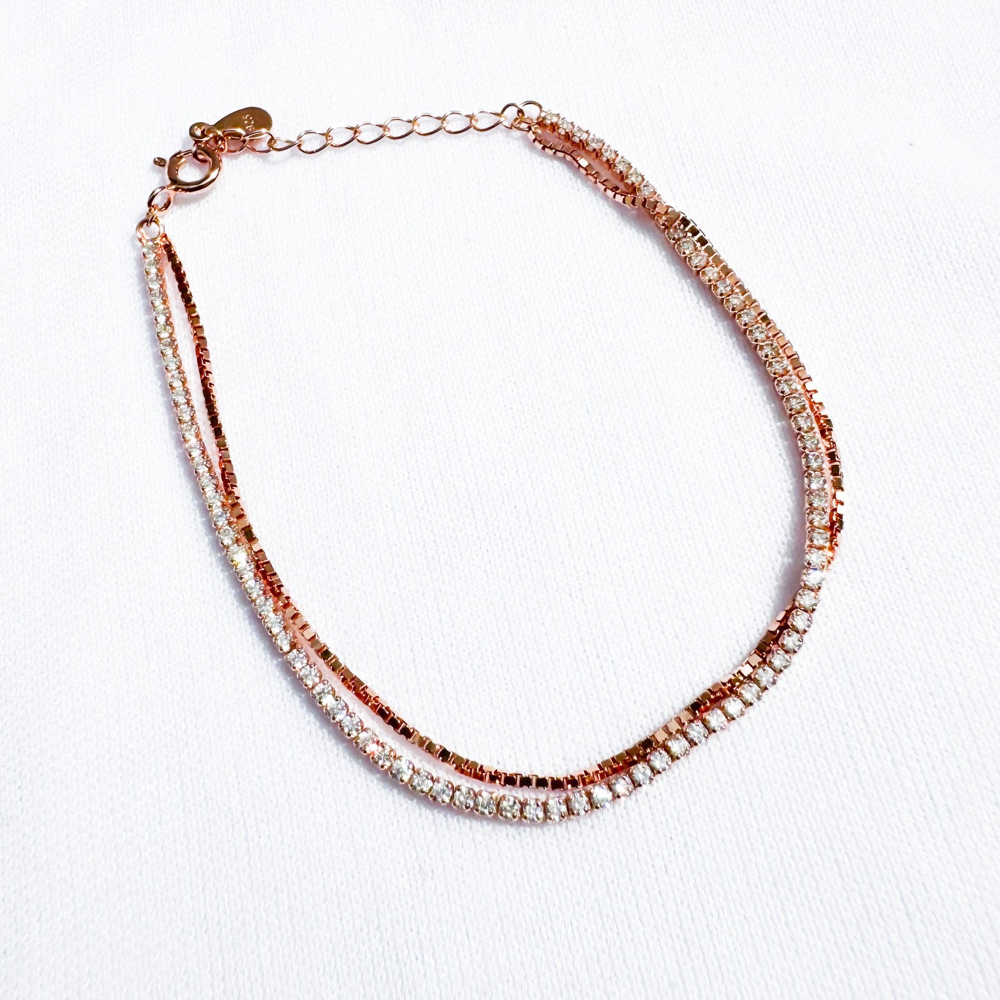 Rose Gold Layered Tennis Bracelet - Sparklet