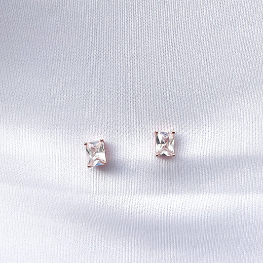 Rose Gold Radiant Studs Earrings - Sparklet