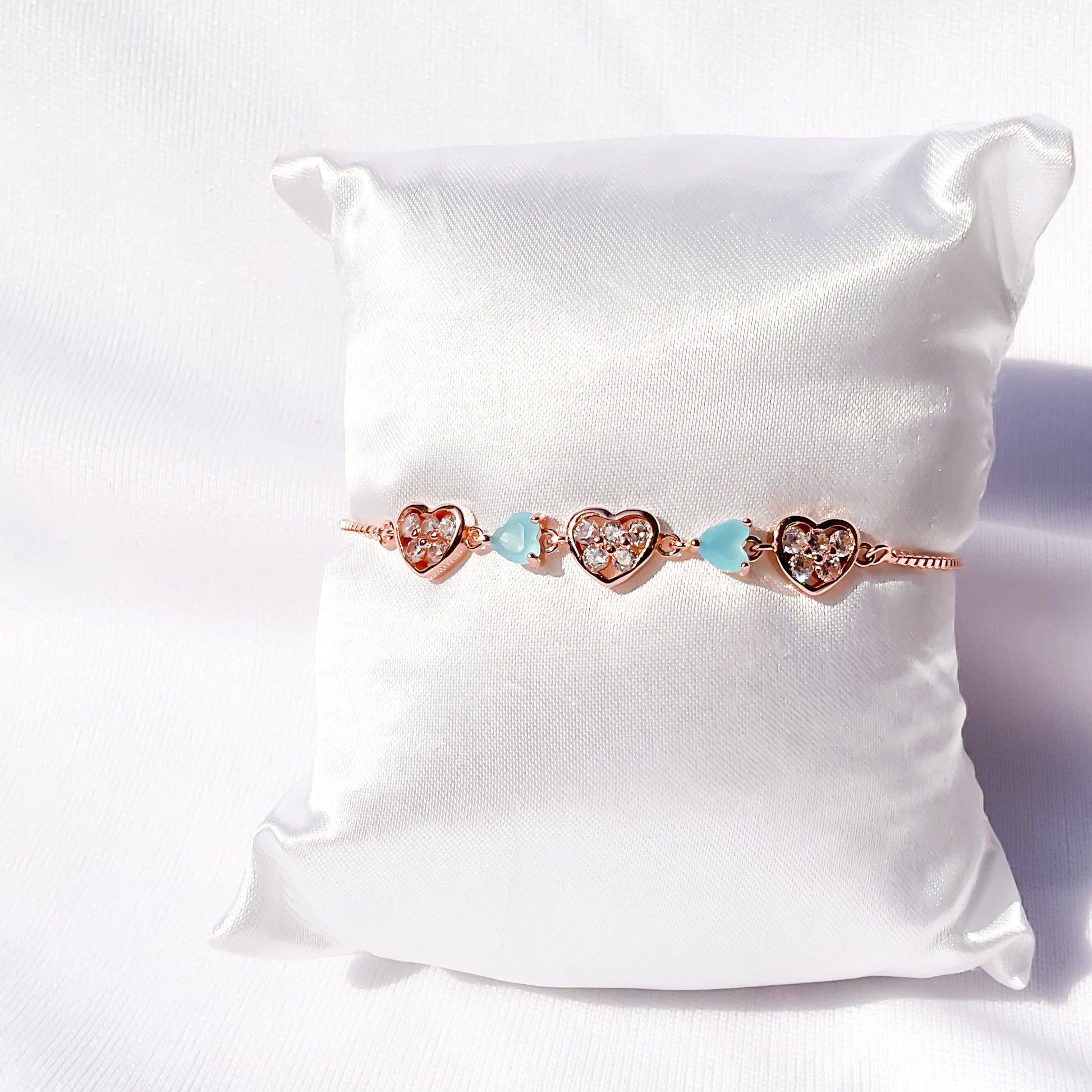 Rose Gold Turquoise Heart Bracelet - Sparklet