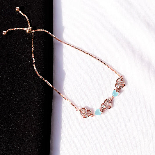 Rose Gold Turquoise Heart Bracelet - Sparklet