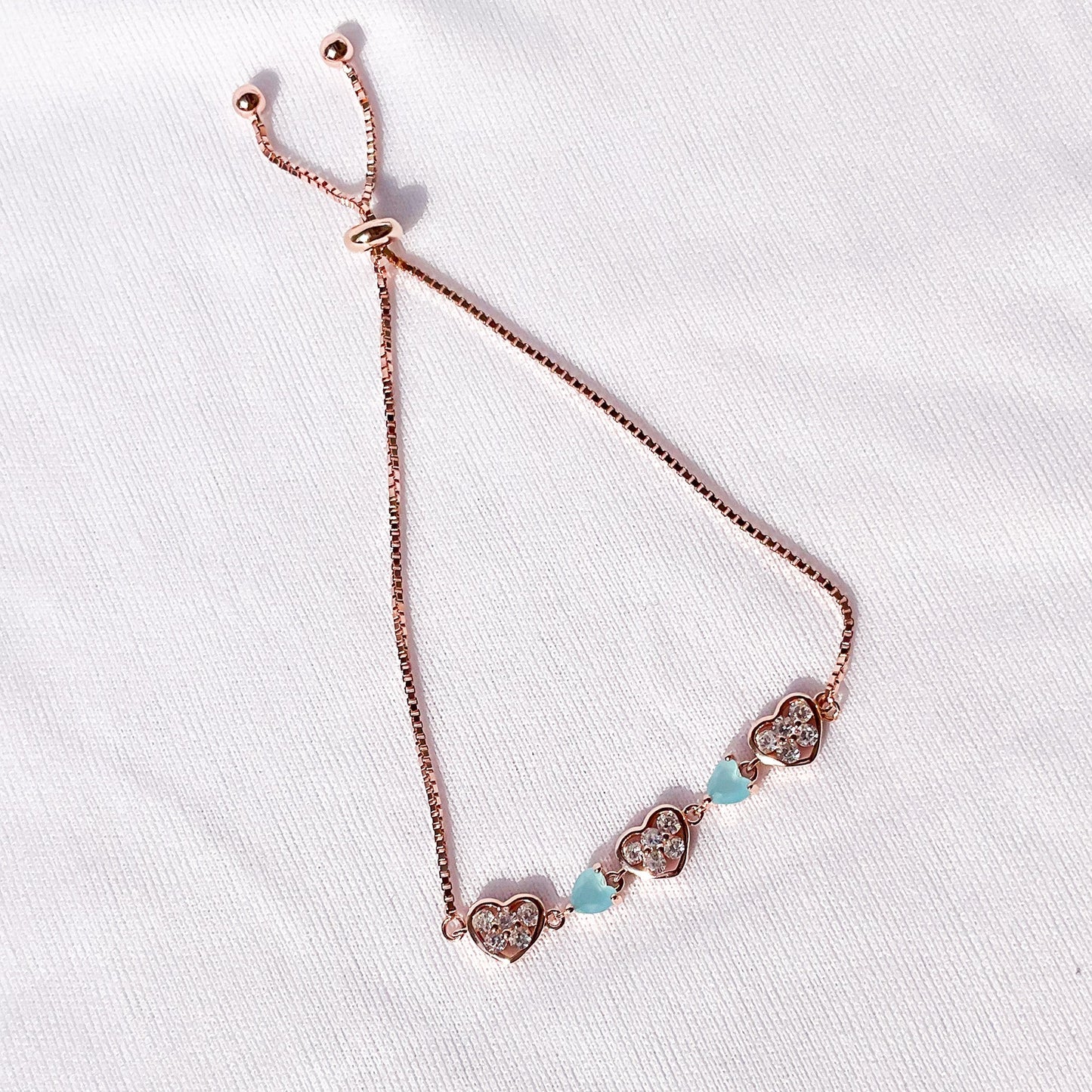 Rose Gold Turquoise Heart Bracelet - Sparklet