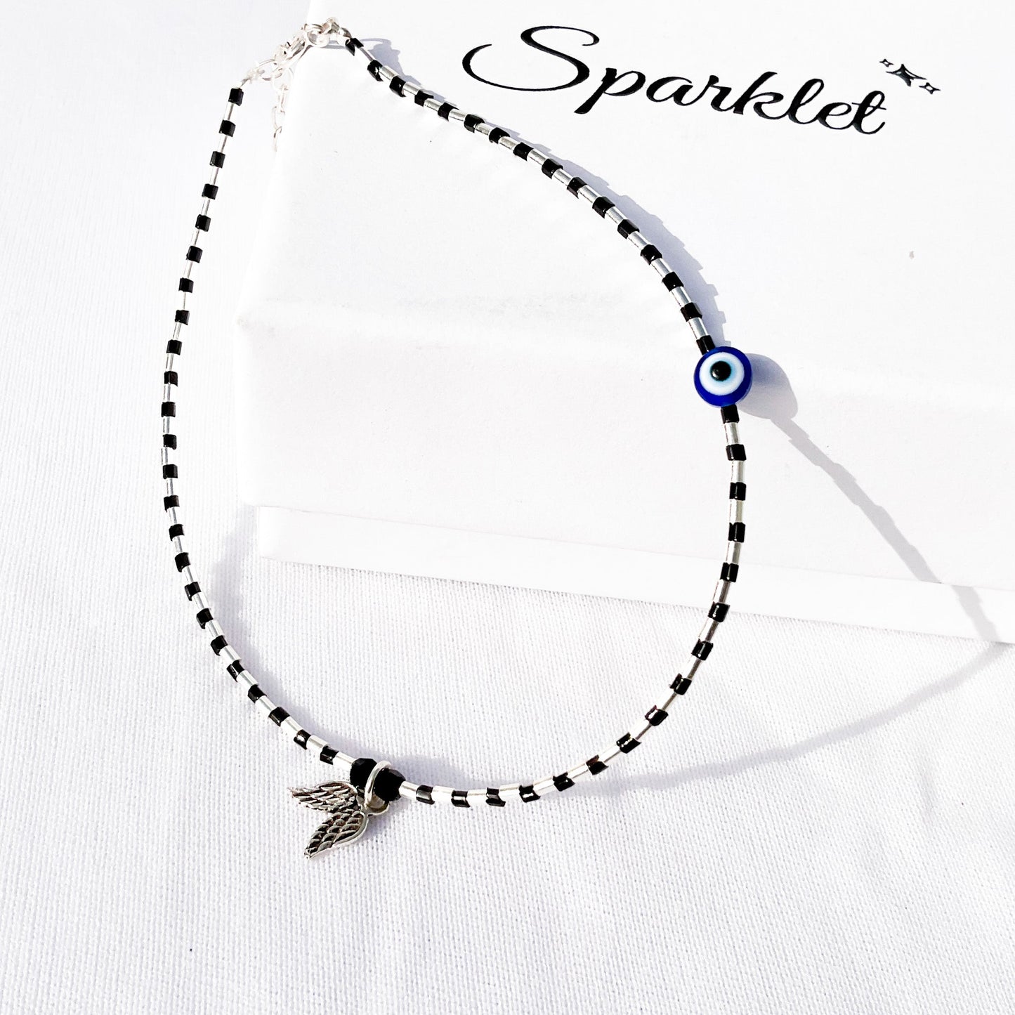 Silver Evil Eye Anklet - Sparklet