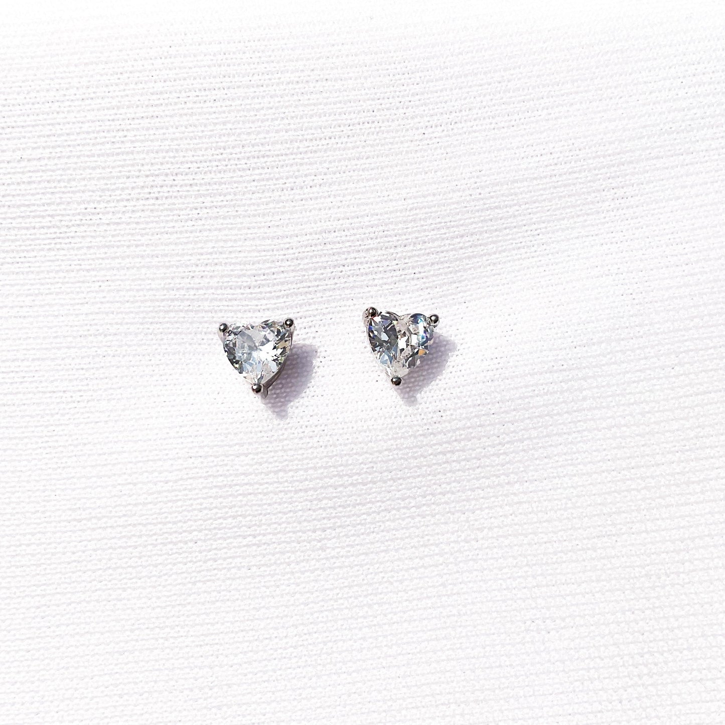 Silver Heart Studs Earrings - Sparklet